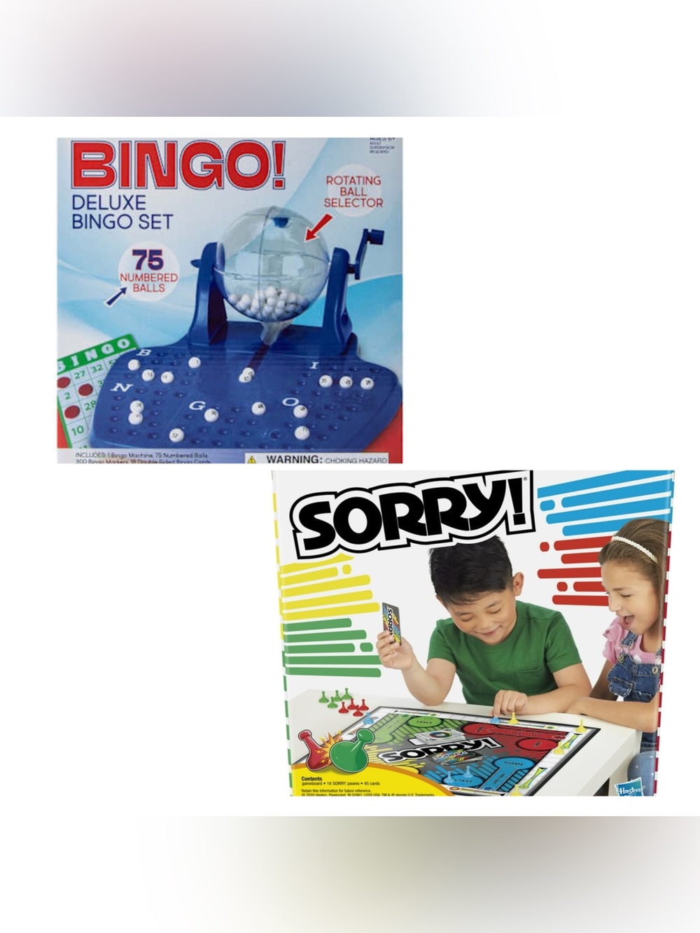 Brand New Games Bundle! Deluxe Bingo Set & Sorry! Board Game, Age 6+, NWT